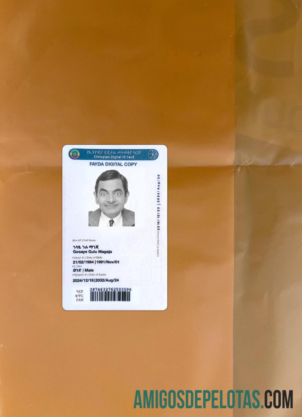 Ethiopia Digital ID Card olhar de foto frente amostra